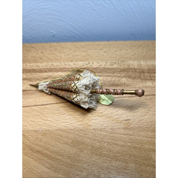 Kurt Adler Louis Nichole Folded Umbrella Christmas Ornament Resin Cream Color - Picture 5 of 7